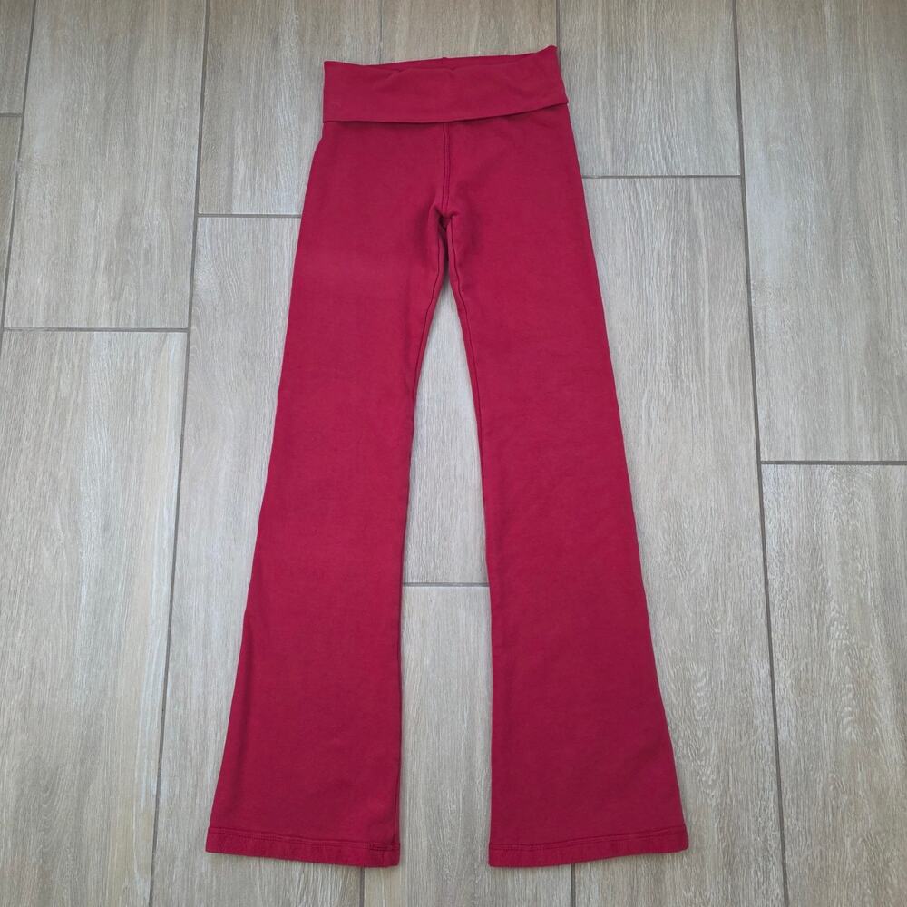 Hard Tail Forever Rolldown Flare Leg Sweatpants Women S Burgundy Wine Fleece